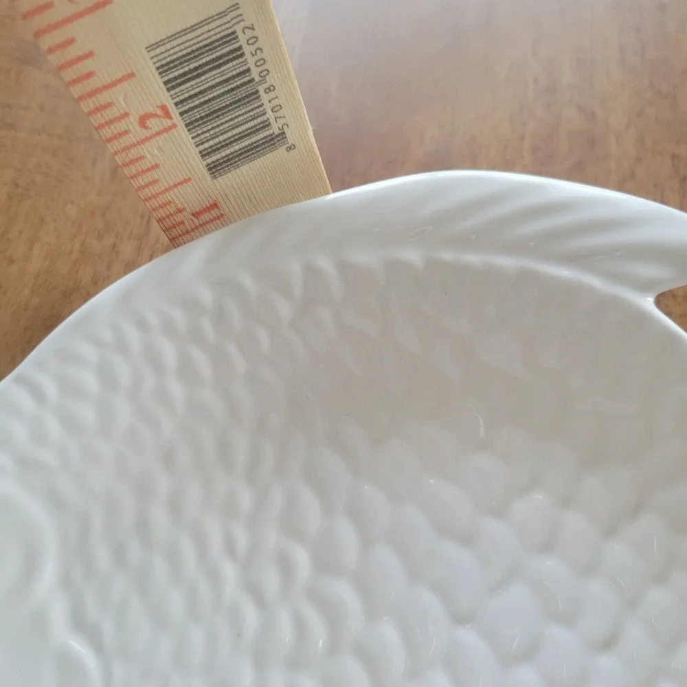 Pottery Barn Seashore Fish Plate Small White Ceramic Coastal Serving Dish